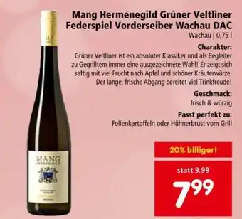Interspar Mang Hermenegild Grüner Veltliner Federspiel Vorderseiber Wachau DAC Angebot