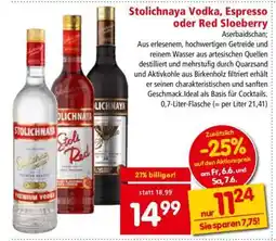 Interspar Stolichnaya Vodka, Espresso oder Red Sloeberry Angebot