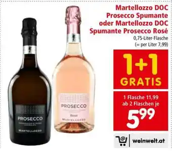 Interspar Martellozzo DOC Prosecco Spumante oder Martellozzo DOC Spumante Prosecco Rosé Angebot