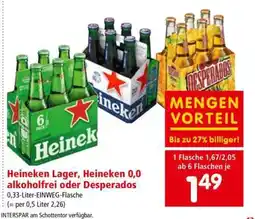 Interspar Heineken Lager, Heineken 0,0 alkoholfrei oder Desperados Angebot