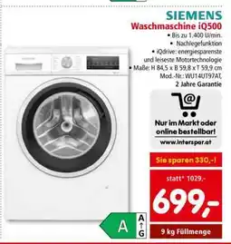 Interspar SIEMENS Waschmaschine iQ500 Angebot