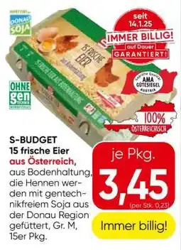 Eurospar S-BUDGET 15 frische Eier Angebot