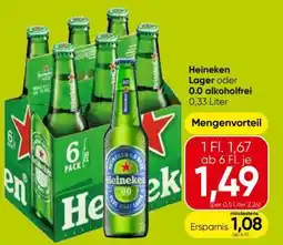 Eurospar Heineken Lager oder 0.0 alkoholfrei Angebot