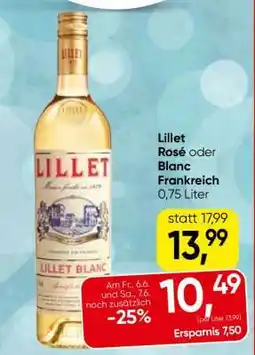 Eurospar Lillet Rosé oder Blanc Angebot