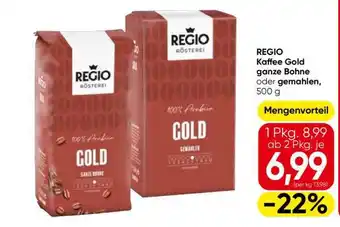 Eurospar REGIO Kaffee Gold ganze Bohne oder gemahlen Angebot
