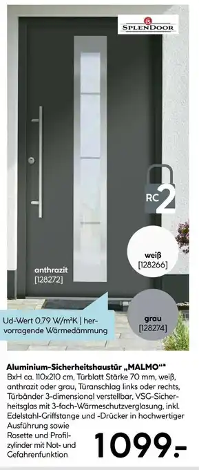 Hellweg Aluminium-Sicherheitshaustür „MALMO“, grau Angebot