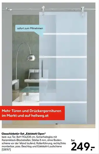 Hellweg Glasschiebetür-set „edelstahl open Angebot