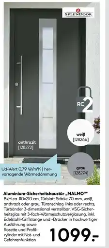 Hellweg Aluminium-Sicherheitshaustür „MALMO“, weiß Angebot