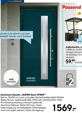 Hellweg Aluminium-Haustür „ISOPRO Secur IP780S“, anthrazit Angebot