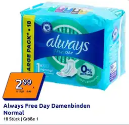 Action Always Free Day Damenbinden Normal Angebot
