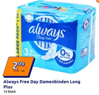 Action Always Free Day Damenbinden Long Plus Angebot