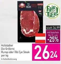 Sutterlüty Hofstädter die grillerei rump oder rib eye steak per kg Angebot