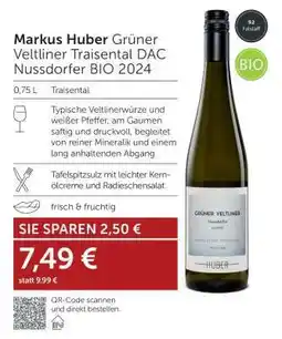 Interspar Markus Huber Grüner Veltliner Traisental DAC Nussdorfer BIO 2024 Angebot