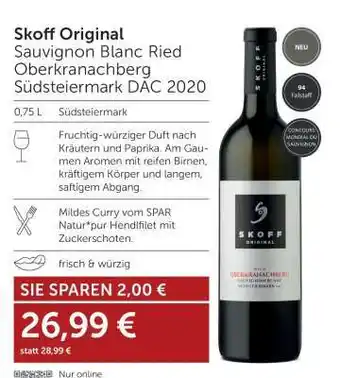 Interspar Skoff Original Sauvignon Blanc Ried Oberkranachberg Südsteiermark DAC 2020 Angebot