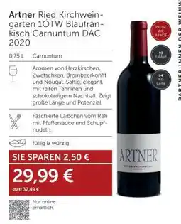 Interspar Artner Ried Kirchweingarten 1ÖTW Blaufränkisch Carnuntum DAC 2020 Angebot