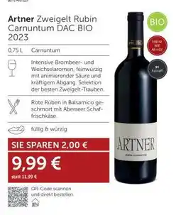 Interspar Artner Zweigelt Rubin Carnuntum DAC BIO 2023 Angebot