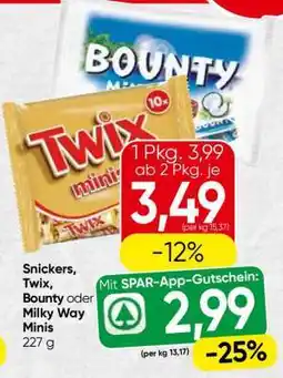 Spar Snickers, Twix, Bounty oder Milky Way Minis Angebot
