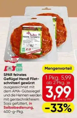 Spar SPAR feinstes Geflügel Hendl Filetschnitzel gewürzt Angebot