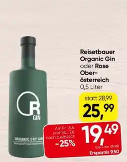 Spar Reisetbauer Organic Gin oder Rose Oberösterreich Angebot