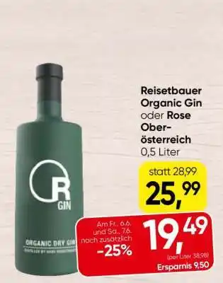 Spar Reisetbauer Organic Gin oder Rose Oberösterreich Angebot