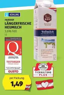 Hofer FAIRHOF LÄNGERFRISCHE HEUMILCH Angebot