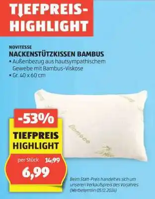 Hofer NOVITESSE NACKENSTÜTZKISSEN BAMBUS Angebot