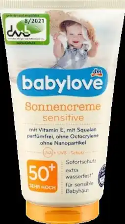 dm Babylove Sonnencreme Baby Sensitive LSF 50+ Angebot