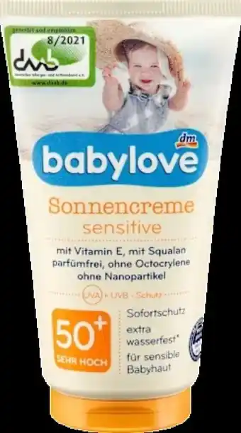 dm Babylove Sonnencreme Baby Sensitive LSF 50+ Angebot