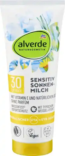 dm Alverde Sonnenmilch sensitiv LSF30 Angebot