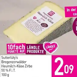 Sutterlüty Bregenzerwälder Heumilch-Käse Zirbe Angebot