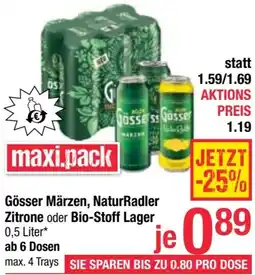 Maximarkt Gösser Märzen, NaturRadler Zitrone oder Bio-Stoff Lager Angebot