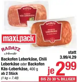 Maximarkt Backofen Leberkäse, Chili Leberkäse oder Backofen Käs-Leberkäse Angebot
