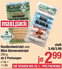 Maximarkt Rostbratwurstel oder Mini-Bernerwürstel Angebot