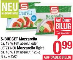 Maximarkt Mozzarella oder Mozzarella light Angebot