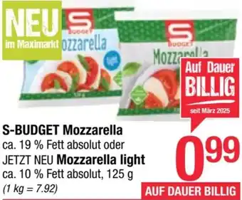 Maximarkt Mozzarella oder Mozzarella light Angebot