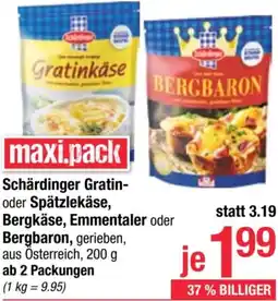 Maximarkt Gratin- oder Spätzlekäse, Bergkäse, Emmentaler oder Bergbaron Angebot