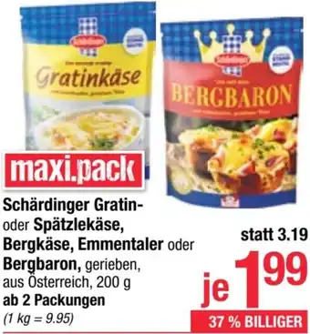 Maximarkt Gratin- oder Spätzlekäse, Bergkäse, Emmentaler oder Bergbaron Angebot