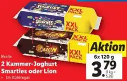 Lidl 2 Kammer-Joghurt Smarties oder Lion Angebot