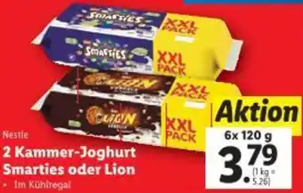 Lidl 2 Kammer-Joghurt Smarties oder Lion Angebot