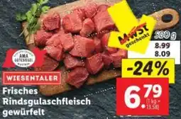 Lidl Frisches Rindsgulaschfleisch gewürfelt Angebot