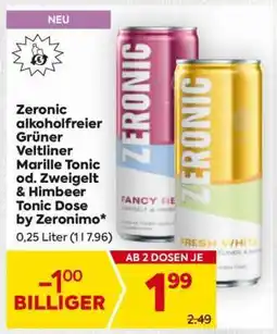Billa Zeronic alkoholfreier Grüner Veltliner Marille Tonic od. Zweigelt Himbeer Tonic Dose by Zeronimo Angebot