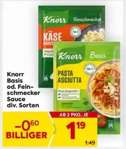 Billa Knorr Basis od. Feinschmecker-Sauce div. Sorten Angebot