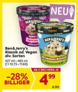 Billa Ben & Jerry's Klassik od. vegan div. Sorten Angebot