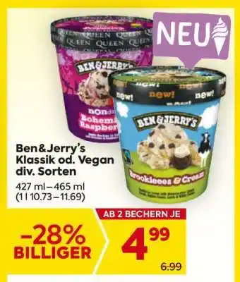 Billa Ben & Jerry's Klassik od. vegan div. Sorten Angebot