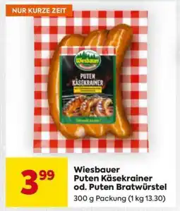 Billa Wiesbauer Puten Käsekrainer od. Puten Bratwürstel Angebot
