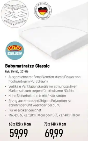 Smyths Toys Babymatratze Classic Angebot