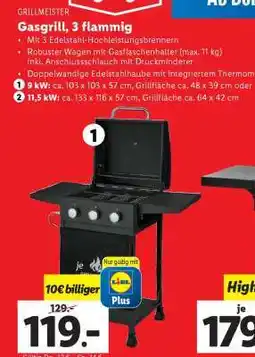 Lidl Gasgrill, 3 flammig Angebot