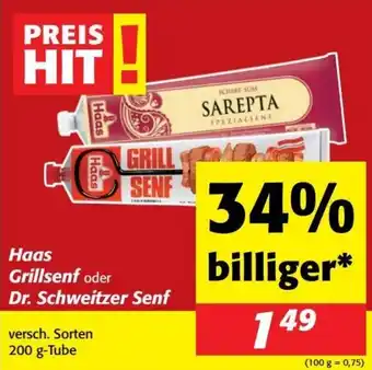 Nah&Frisch Haas Grillsenf oder Dr. Schweitzer Senf Angebot