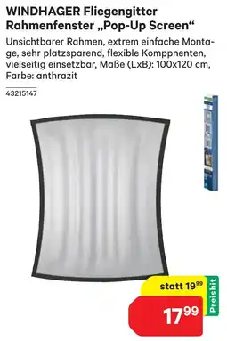 BayWa Fliegengitter Rahmenfenster „Pop-Up Screen Angebot