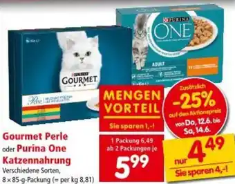 Interspar Gourmet Perle oder Purina One Katzennahrung Angebot